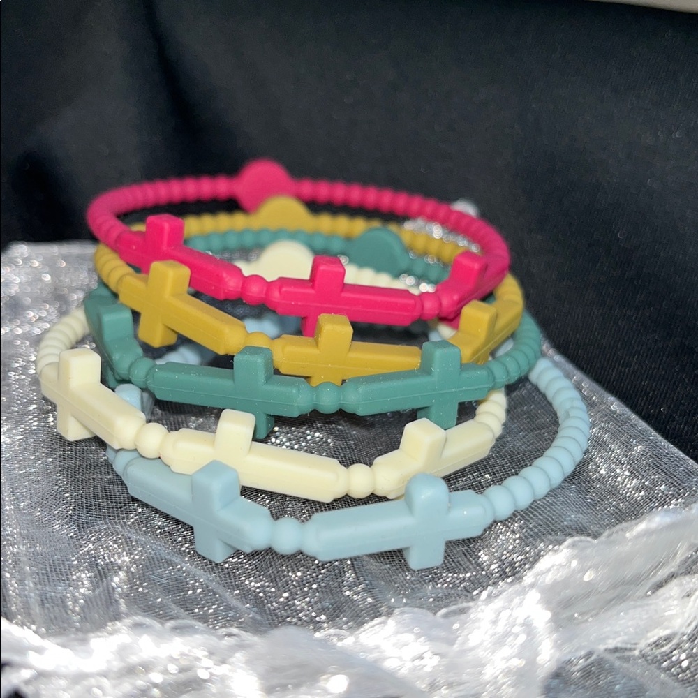 Faith Cross Bracelet Bundle Colorful Waterproof Gym Beach Bracelets PLUNDER